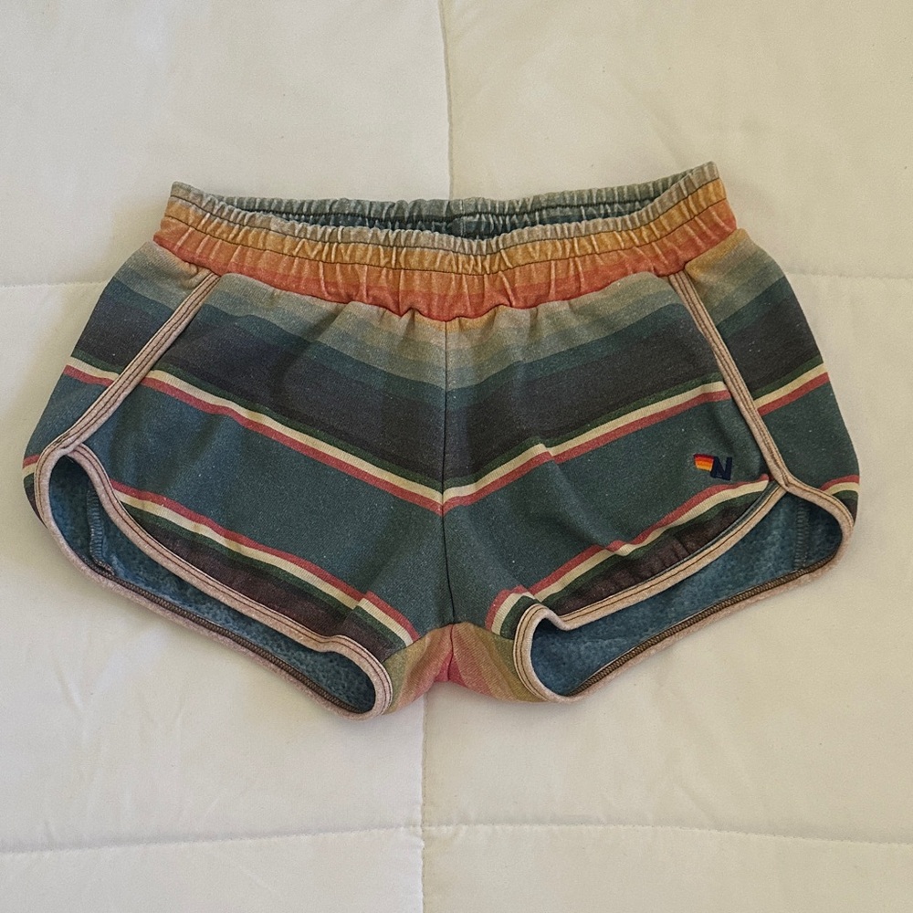 Aviator Nation Multicolor Striped Athletic Shorts
